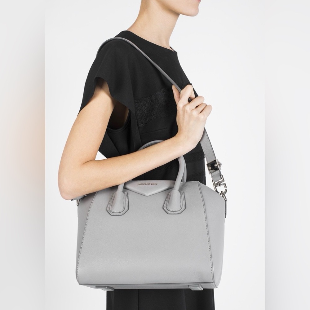 Givenchy Antigona Medium Leather Satchel | Grey | NEW oversized
